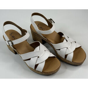 Born BOC Melodie White Strappy Slingback Sandals Women's 10M Vegan Leather New